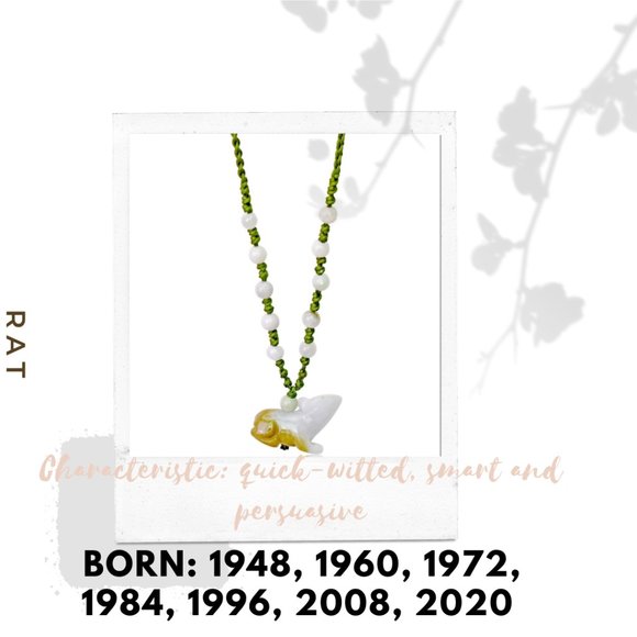 Sandy's Handmade Jewelry Jewelry - Rat Chinese Zodiac Handmade Jade Necklace Pendant